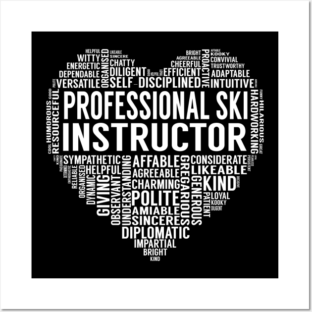 Professional Ski Instructor Heart Wall Art by LotusTee